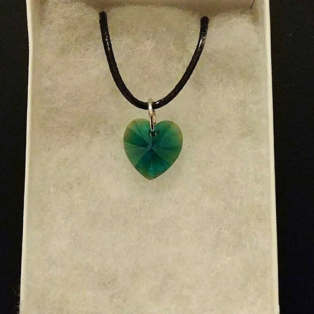 Tropical Green Crystal Heart Necklace